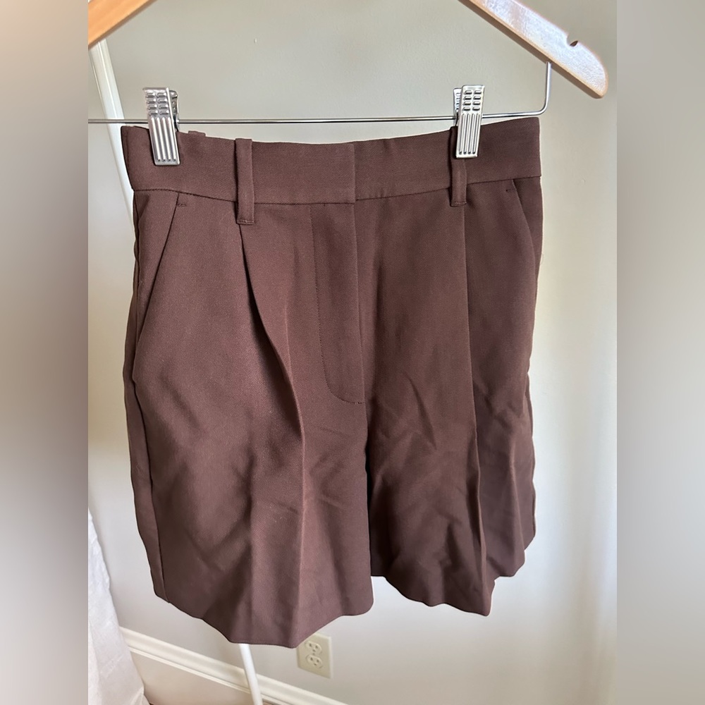 Abercrombie & Fitch High-Waist Brown Tailored Shorts - Picture 6 of 6